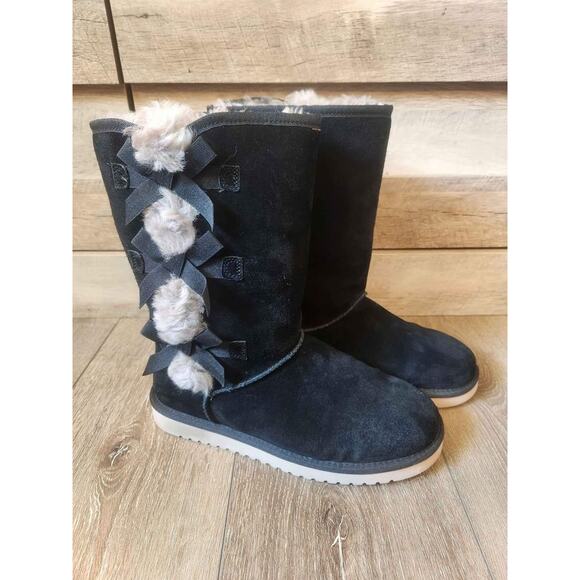 Koolaburra Shoes - Koolaburra Victoria Tall Boots Black with Bows Size 9 NEW No Box